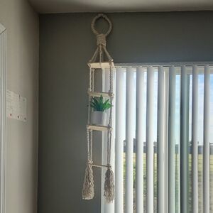 Handcrafted Cream Macrame Hanging Shelf